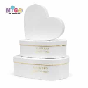 שלישיית לבבות קופסאות פרחים - לבן