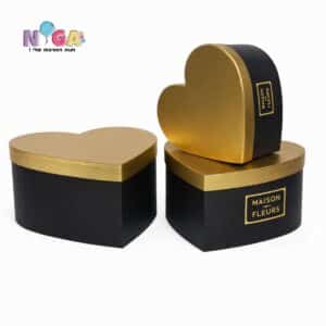 סט לבבות 3 חלקים מכסה זהב צבע שחור