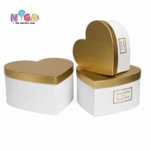 סט לבבות 3 חלקים מכסה זהב צבע לבן