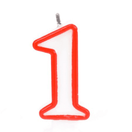 נר מספר אדום לבן - 1