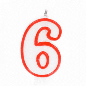 נר מספר אדום לבן - 6