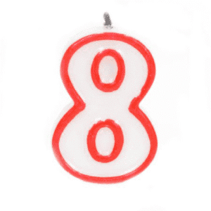 נר מספר אדום לבן - 8