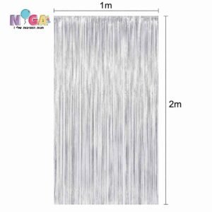 וילון פרנזים לתלייה 1×2 מטר כסף