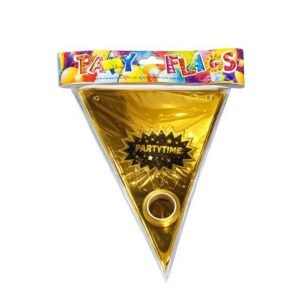 באנר שרשרת דגלים עם מדבקות HAPPY BIRTHDAY זהב