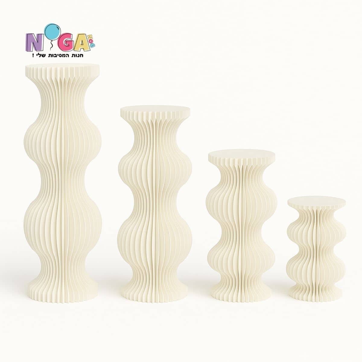 סט 4 במות אקורדיון גלים שמנת