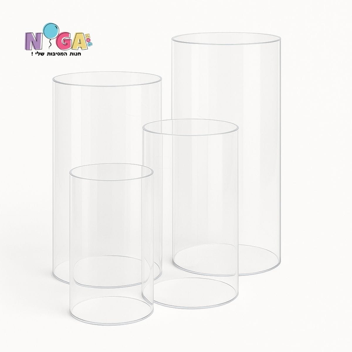 סט 3 במות שקופות עגולות