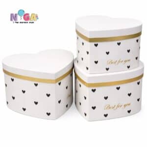 סט לבבות 3 חלקים מכסה לבן לבבות שחור