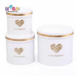 סט עיגול 3 חלקים לבן עיטור זהב