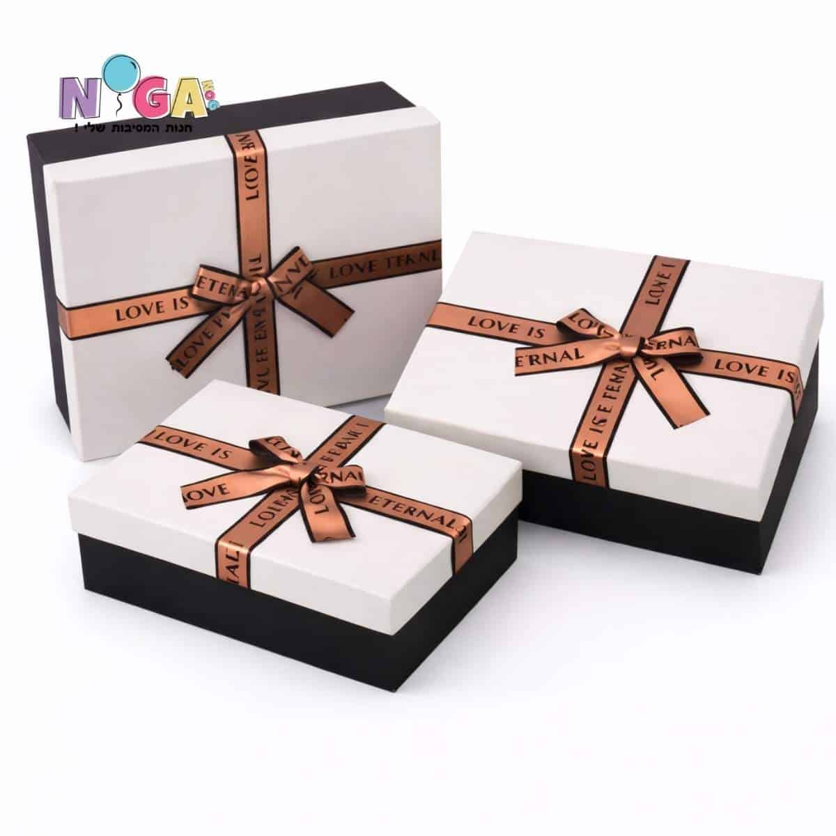 סט ריבוע 3 חלקים סרט מתנה רוז גולד