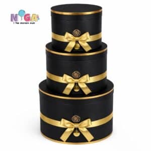 סט עיגול 3 חלקים שחור זהב פפיון